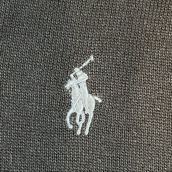 Polo Ralph Lauren Pima Cotton Men’s Black V-Neck Long Sleeve Sweater Size Medium - Picture 3 of 4